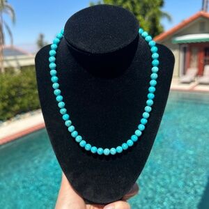 Turquoise necklace - 16 inches with 7mm round beads - HANDMADE